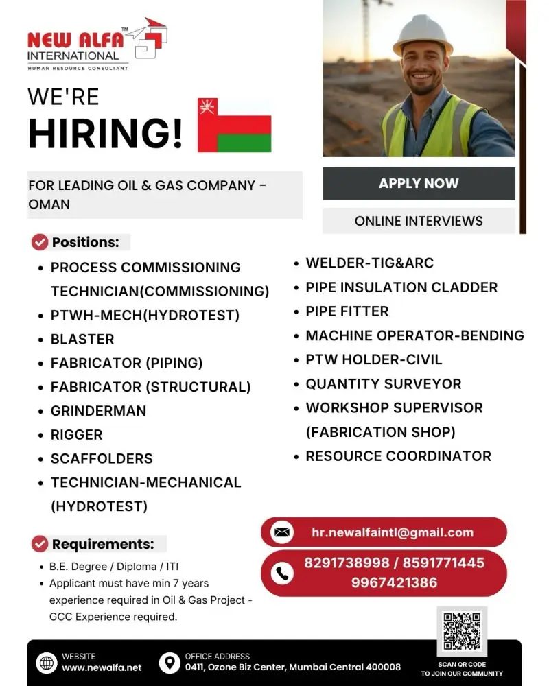 Hiring for Oman | Leading Oil & Gas Company 